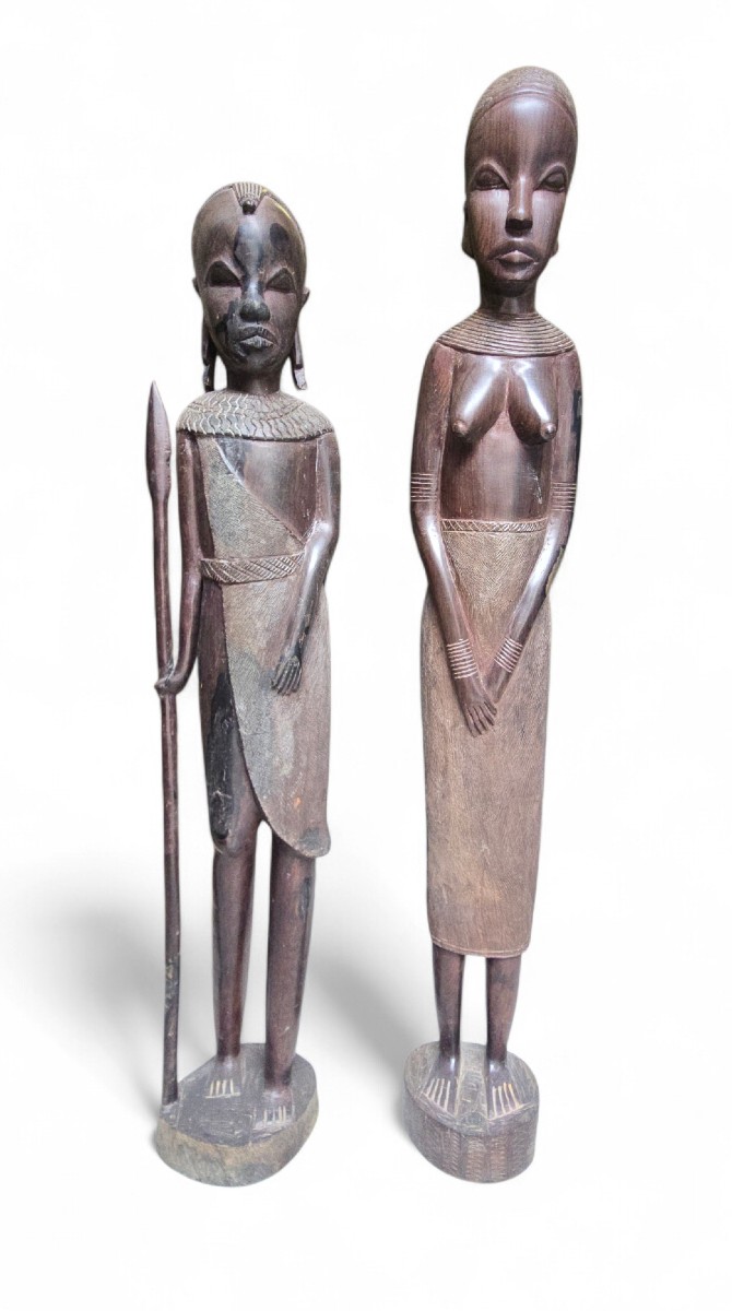 Pair Of African Tribal Wood Sculptures, 1970s