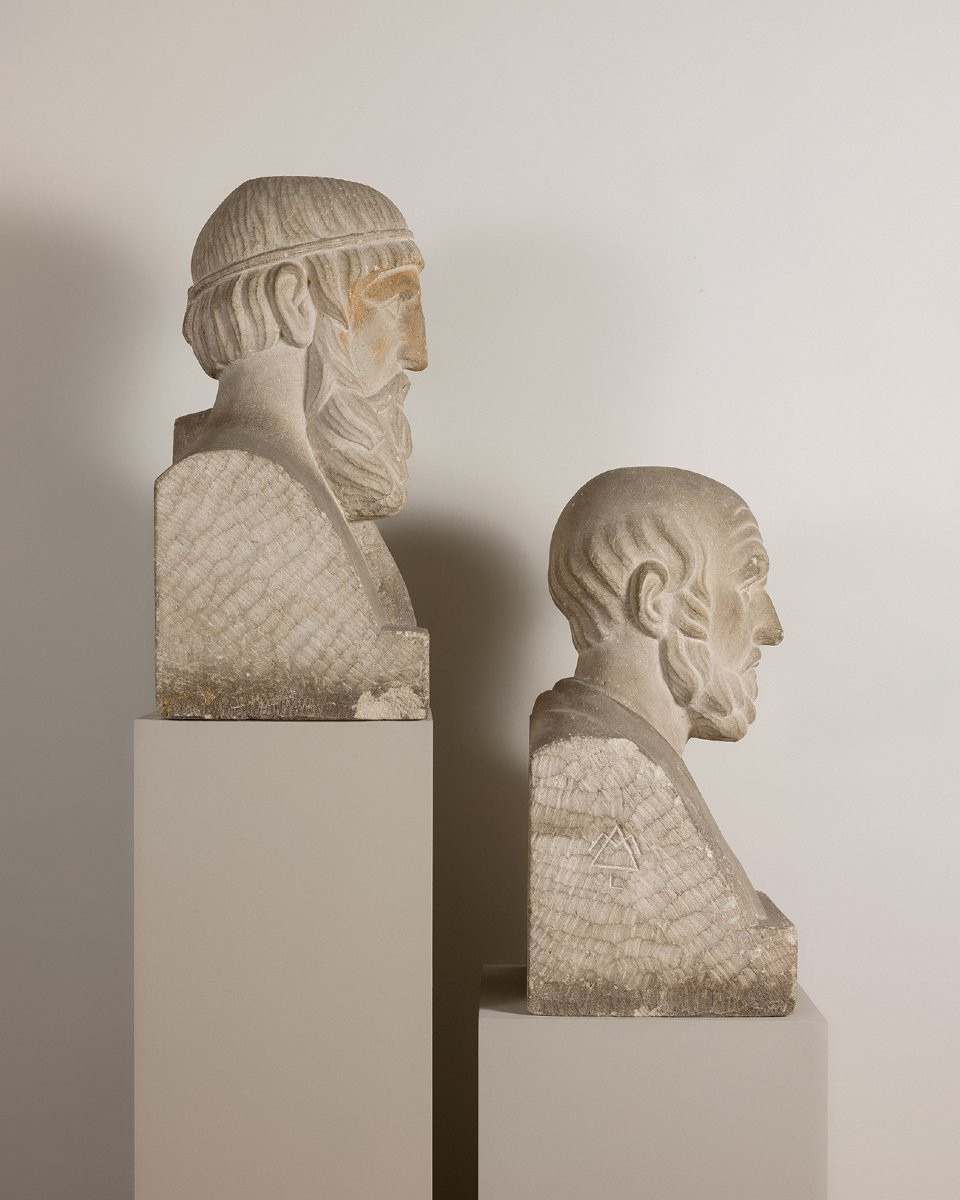  Asclépios et Hippocrate   Sculpture sur pierre-photo-2