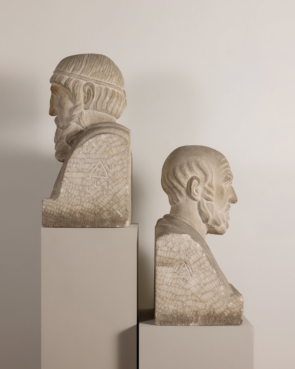  Asclépios et Hippocrate   Sculpture sur pierre-photo-2