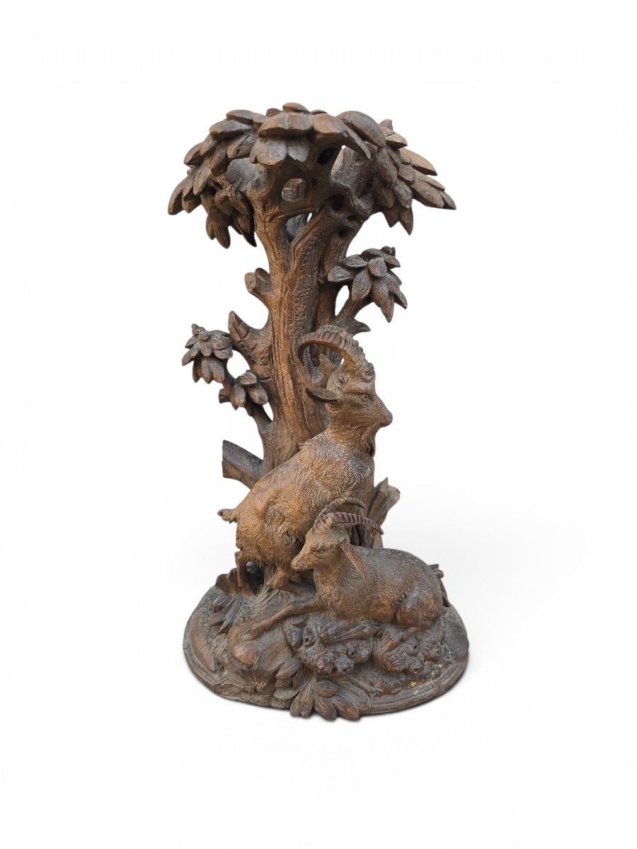 Paire de chandeliers de chasse en bois sculpté de la Forêt-Noire-photo-2