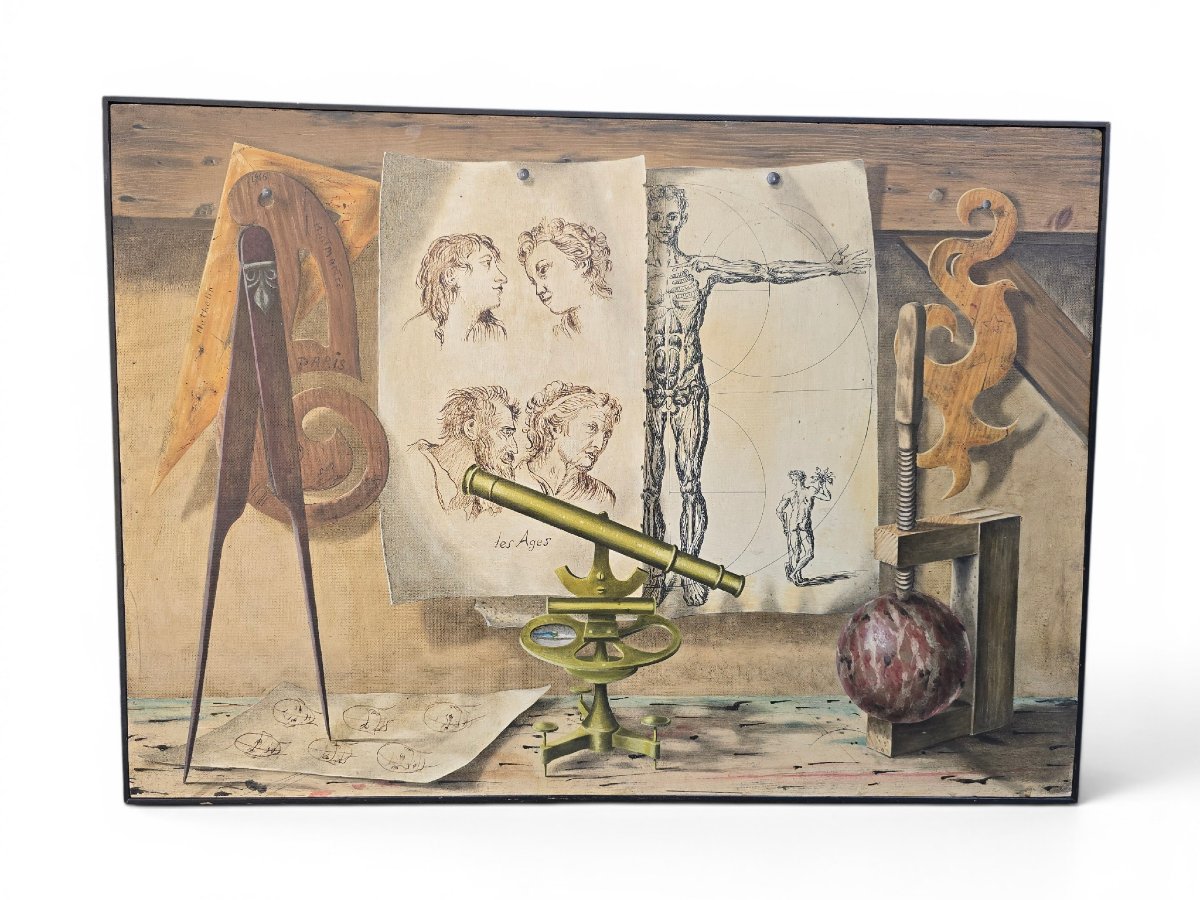 Peinture décorative à l'huile sur panneau de Lucien Mathelin-photo-2