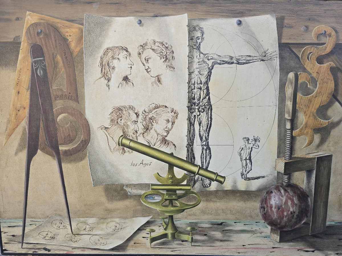 Peinture décorative à l'huile sur panneau de Lucien Mathelin-photo-3