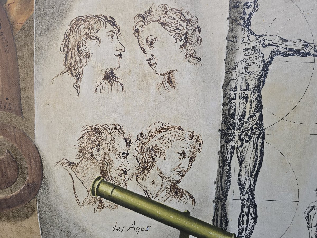 Peinture décorative à l'huile sur panneau de Lucien Mathelin-photo-1