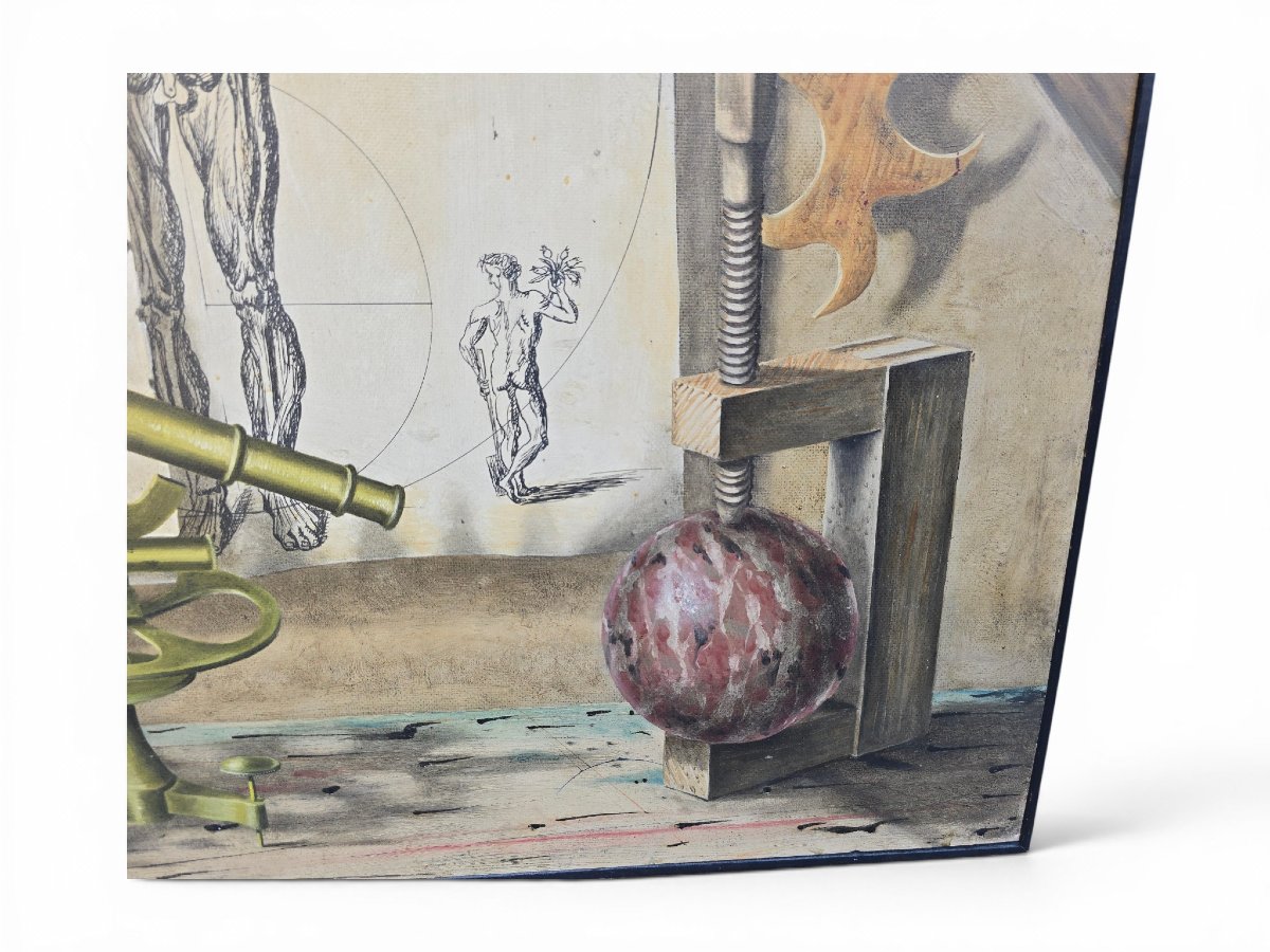 Peinture décorative à l'huile sur panneau de Lucien Mathelin-photo-2