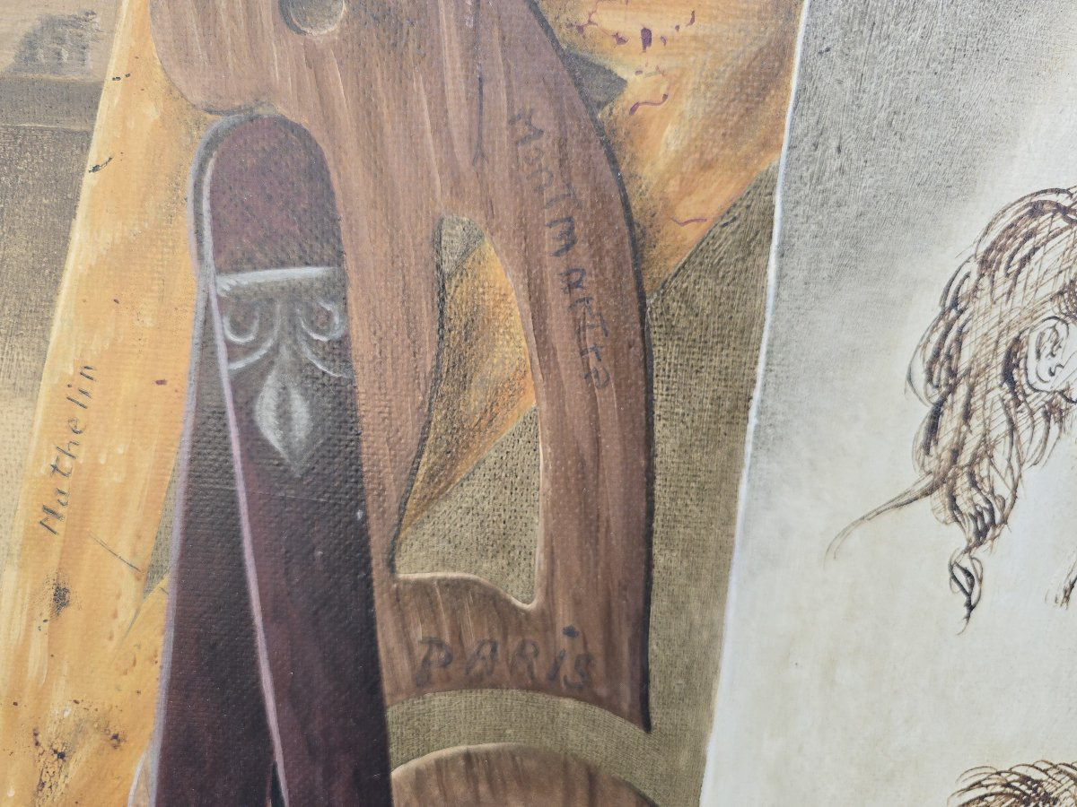 Peinture décorative à l'huile sur panneau de Lucien Mathelin-photo-5