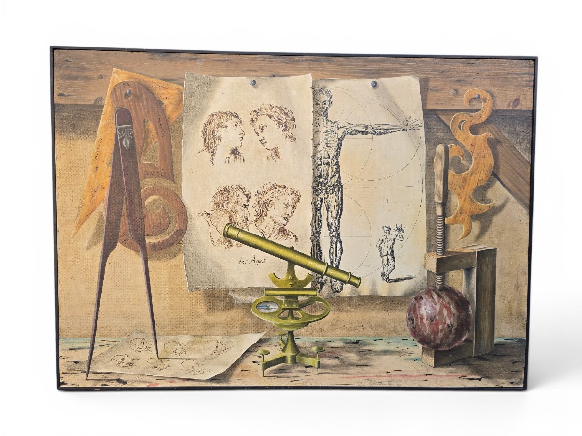 Peinture décorative à l'huile sur panneau de Lucien Mathelin