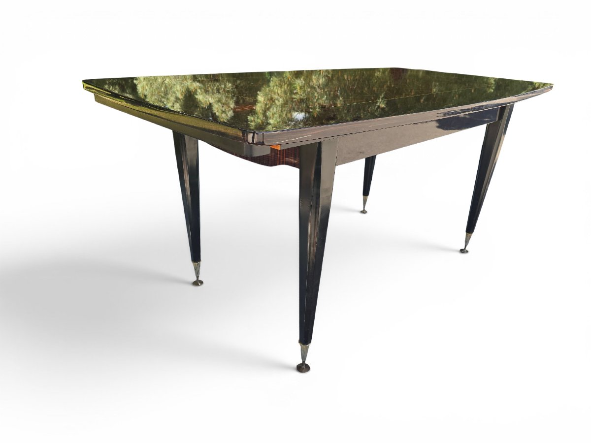 Table de salle à manger extensible de luxe, style Art déco, années 1970-photo-1