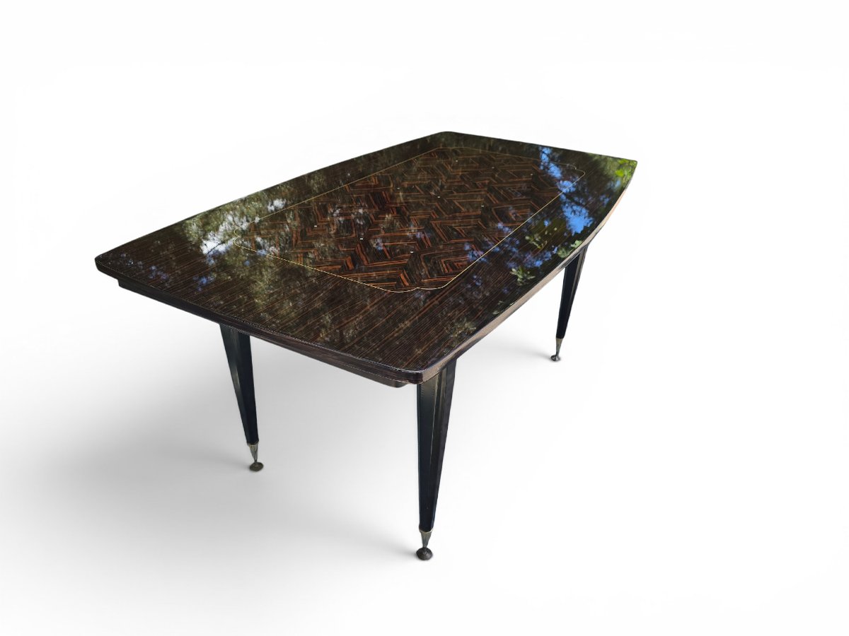 Table de salle à manger extensible de luxe, style Art déco, années 1970-photo-4