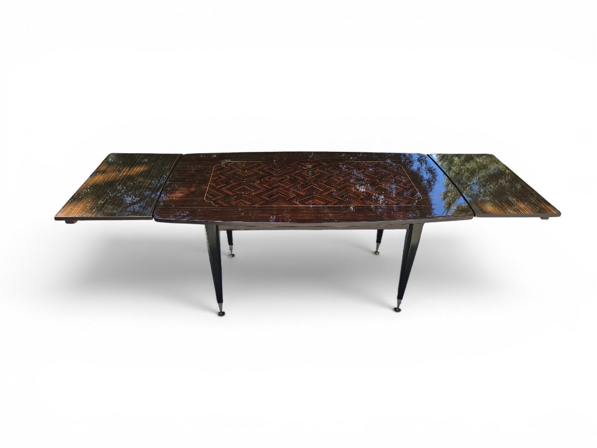 Table de salle à manger extensible de luxe, style Art déco, années 1970-photo-5