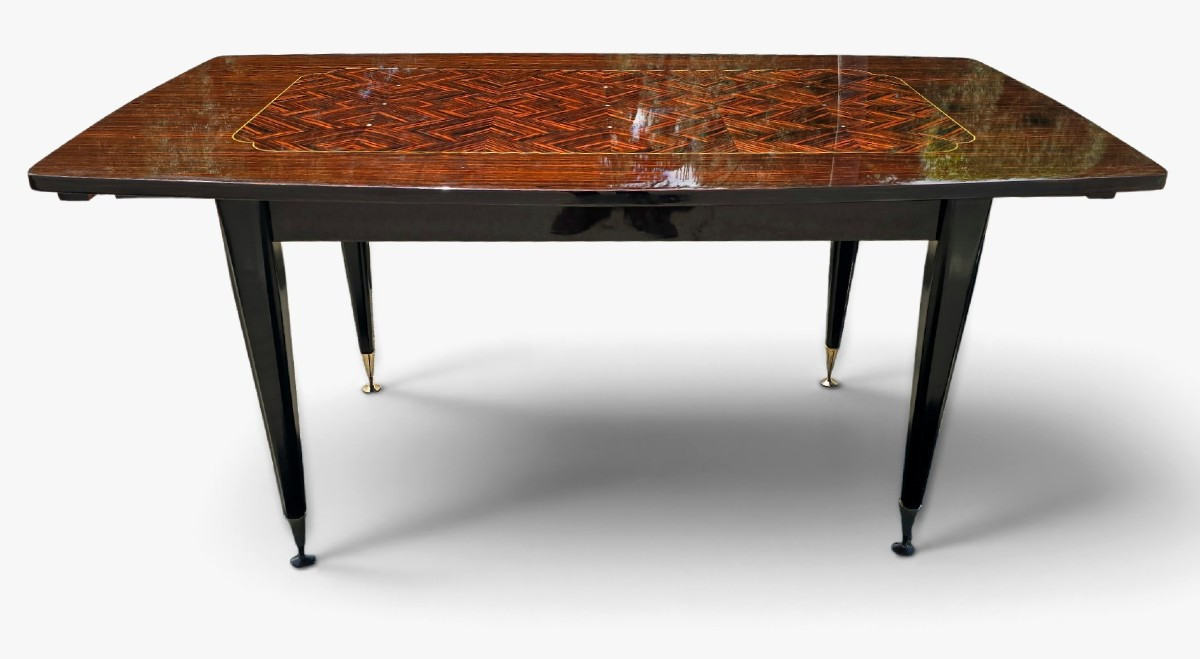 Table de salle à manger extensible de luxe, style Art déco, années 1970