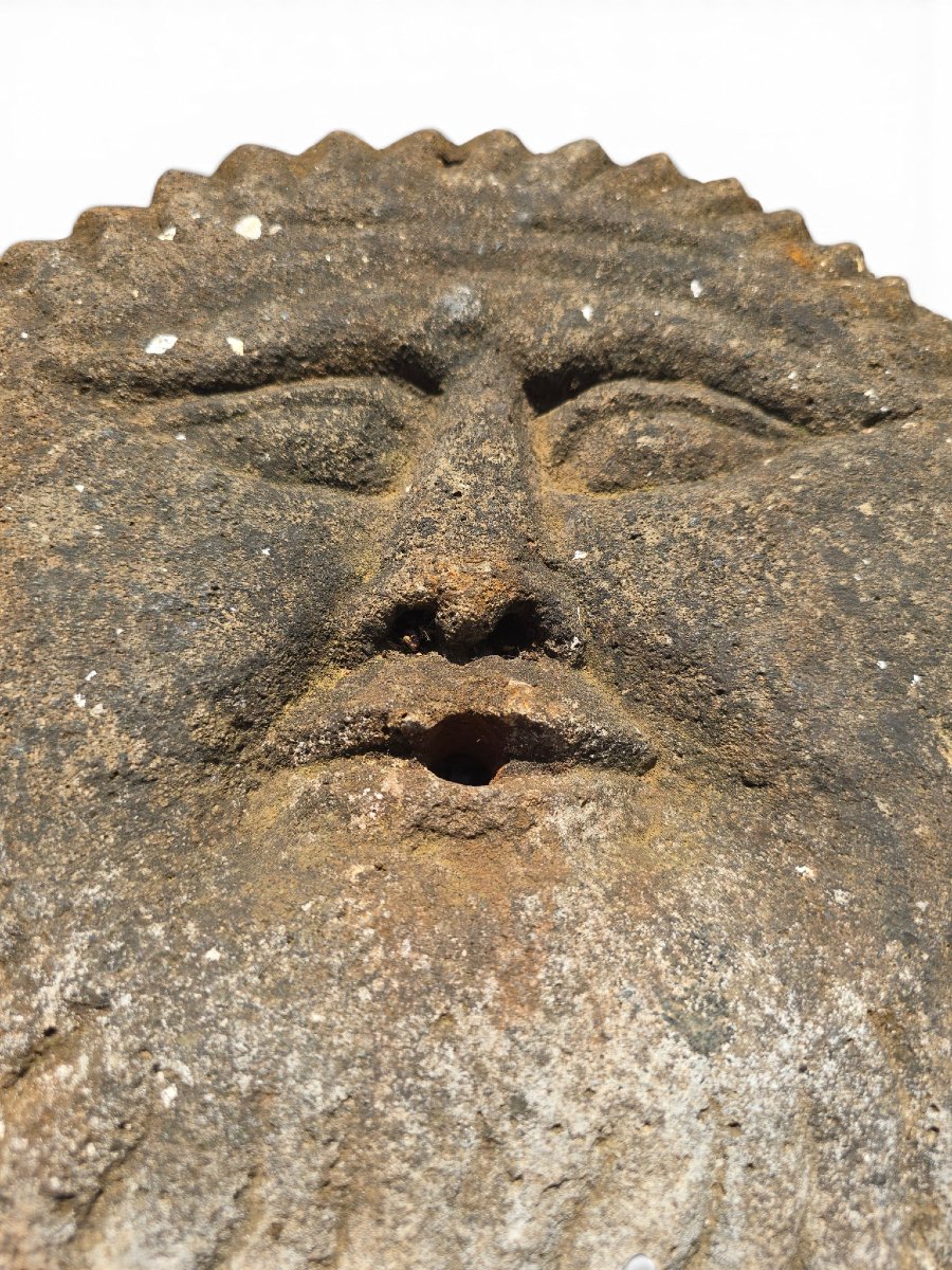Bec de fontaine en pierre, masque solaire, XIXe siècle-photo-3
