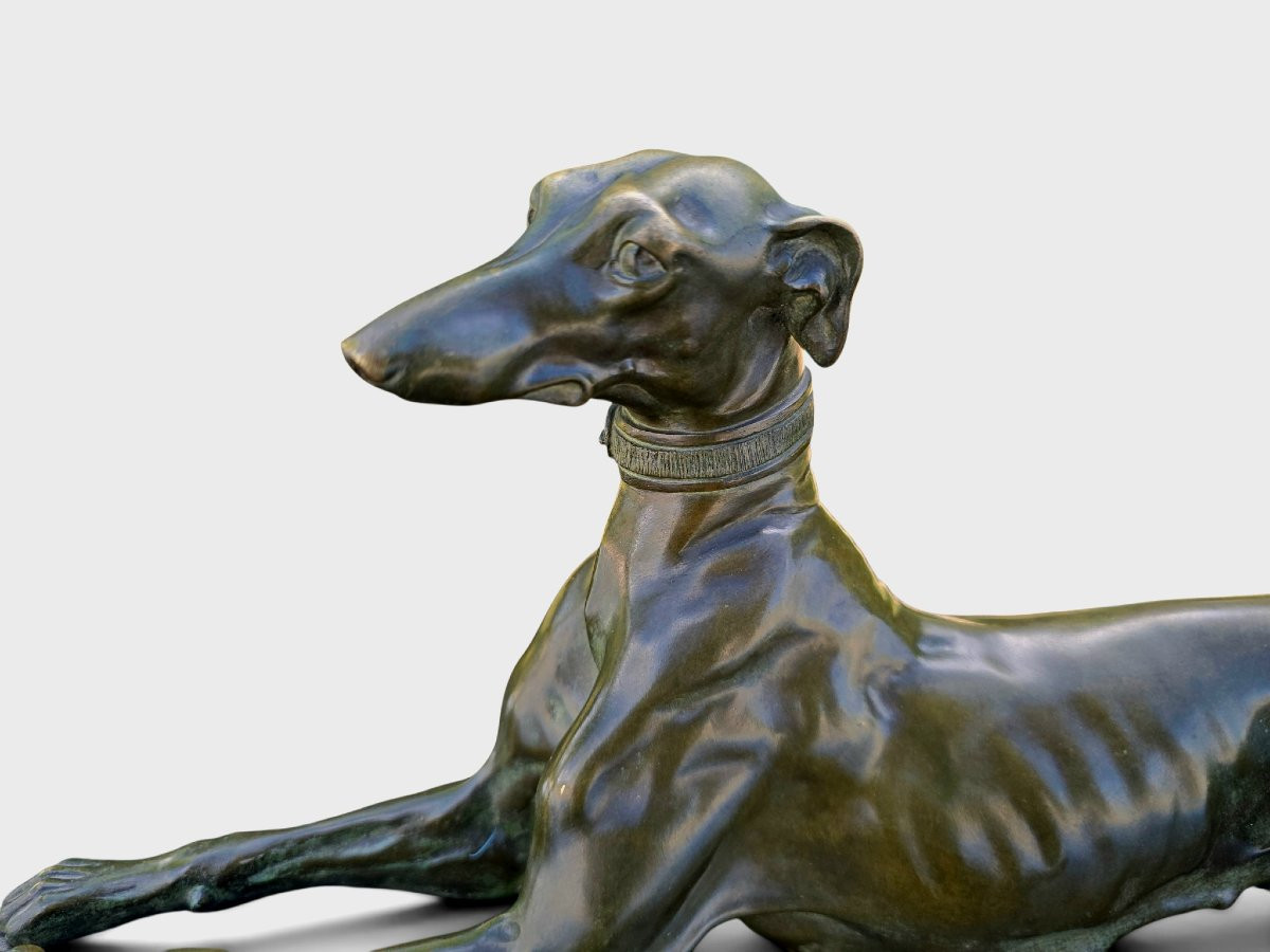  Sculpture de lévrier en bronze Art Déco par F. Galcera-photo-4
