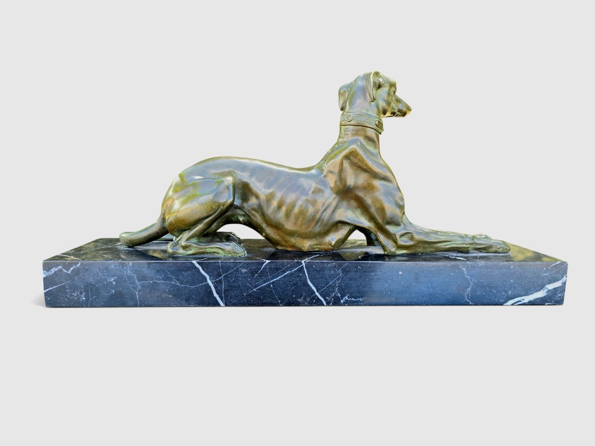  Sculpture de lévrier en bronze Art Déco par F. Galcera-photo-4
