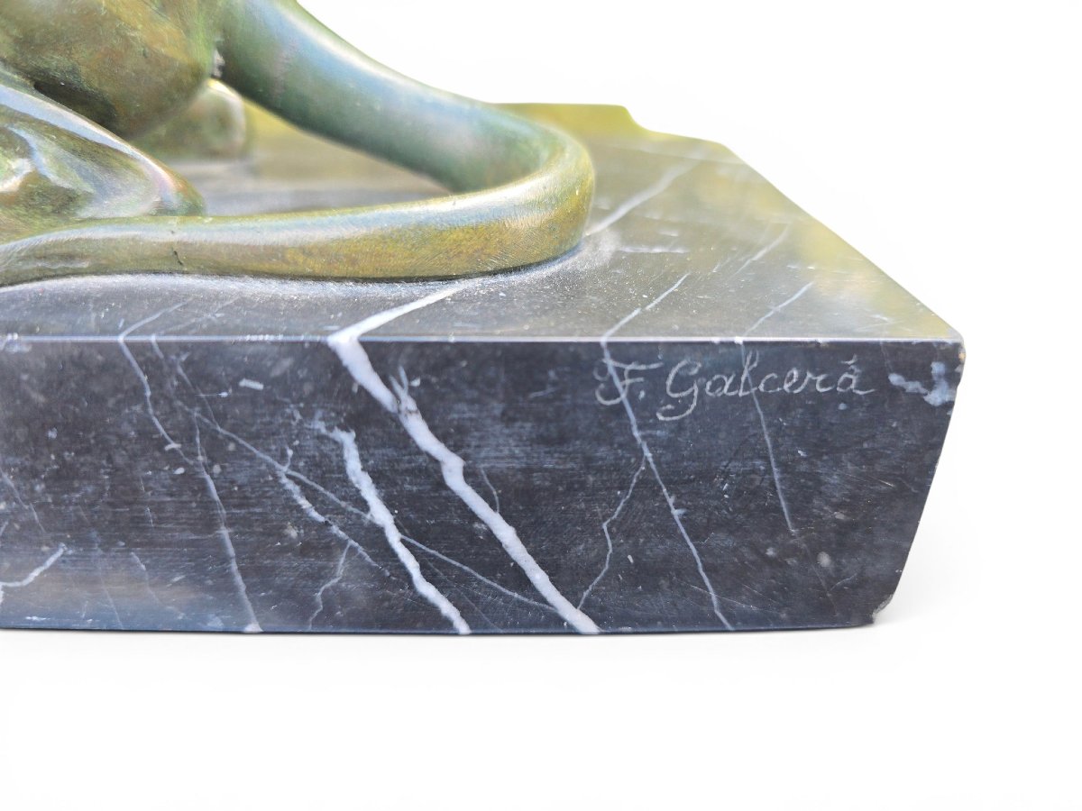  Sculpture de lévrier en bronze Art Déco par F. Galcera-photo-6
