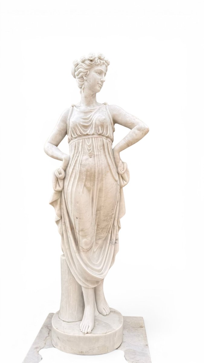 Set Of Four Seasons In White Italian Marble, Late 20th Century-photo-3