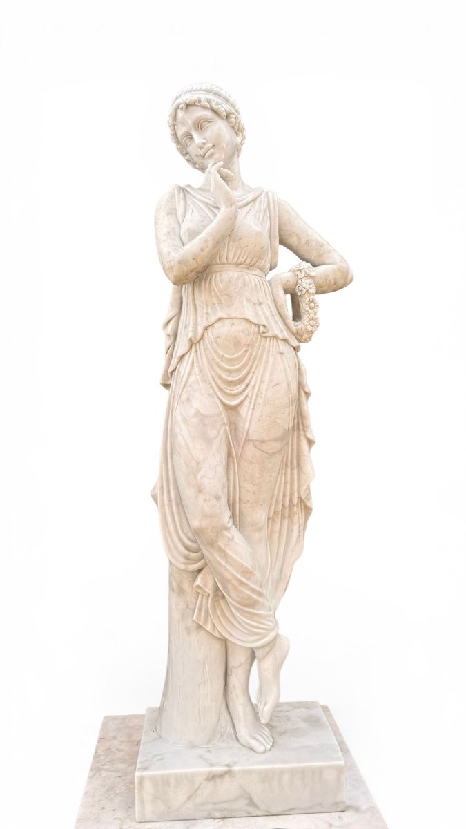 Set Of Four Seasons In White Italian Marble, Late 20th Century-photo-4