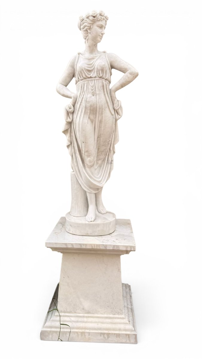 Set Of Four Seasons In White Italian Marble, Late 20th Century-photo-4
