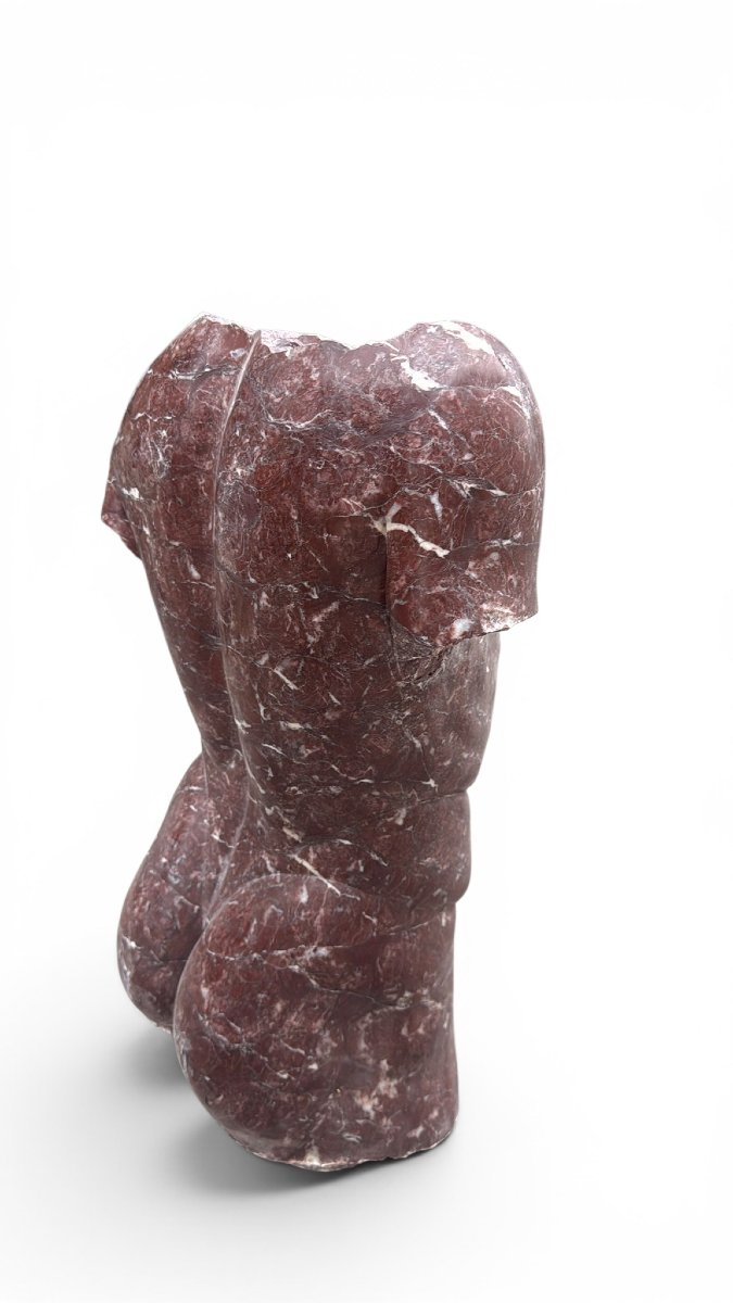 Male Torso Carved In Italian Red Marble-photo-3
