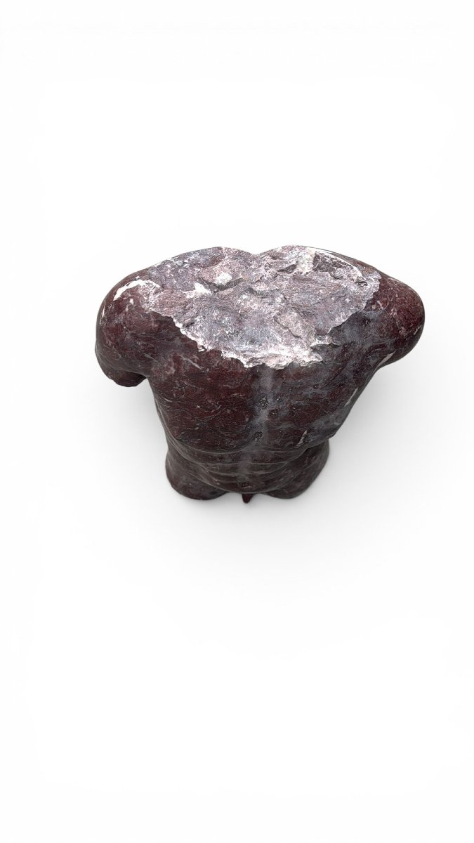 Male Torso Carved In Italian Red Marble-photo-2