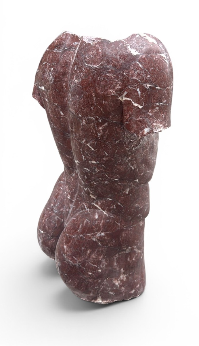 Male Torso Carved In Italian Red Marble