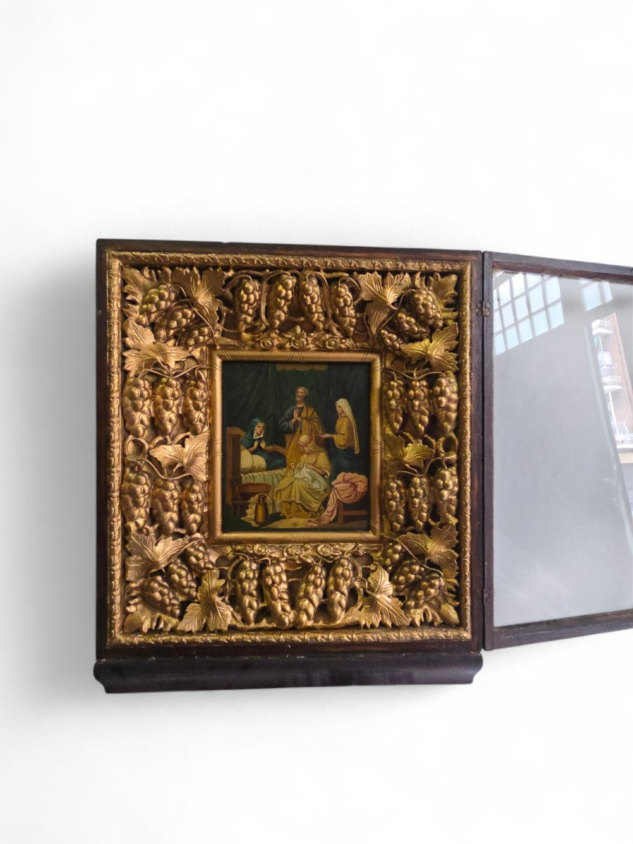 Large 19th Century Orthodox Icon With Gilded Vine Frame-photo-1