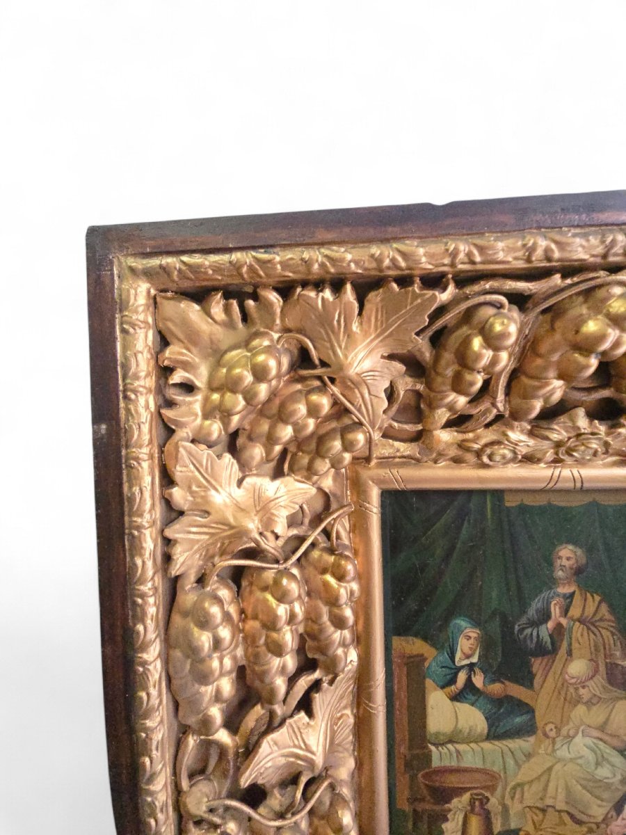 Large 19th Century Orthodox Icon With Gilded Vine Frame-photo-3