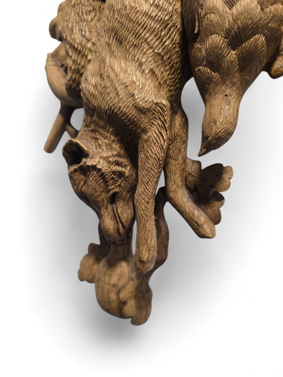 Paire de trophées de chasse sculptés de la Forêt-Noire (XIXe siècle)-photo-4