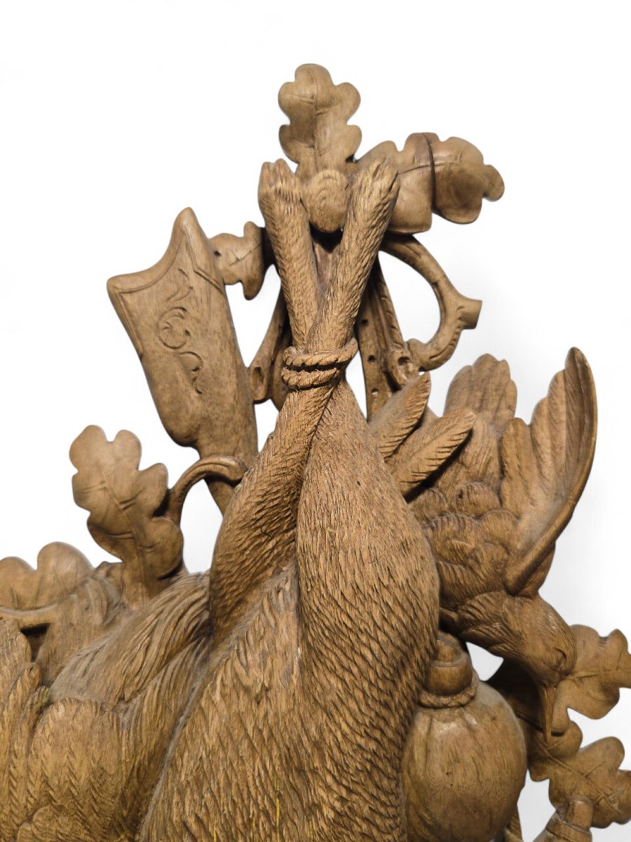 Paire de trophées de chasse sculptés de la Forêt-Noire (XIXe siècle)-photo-2