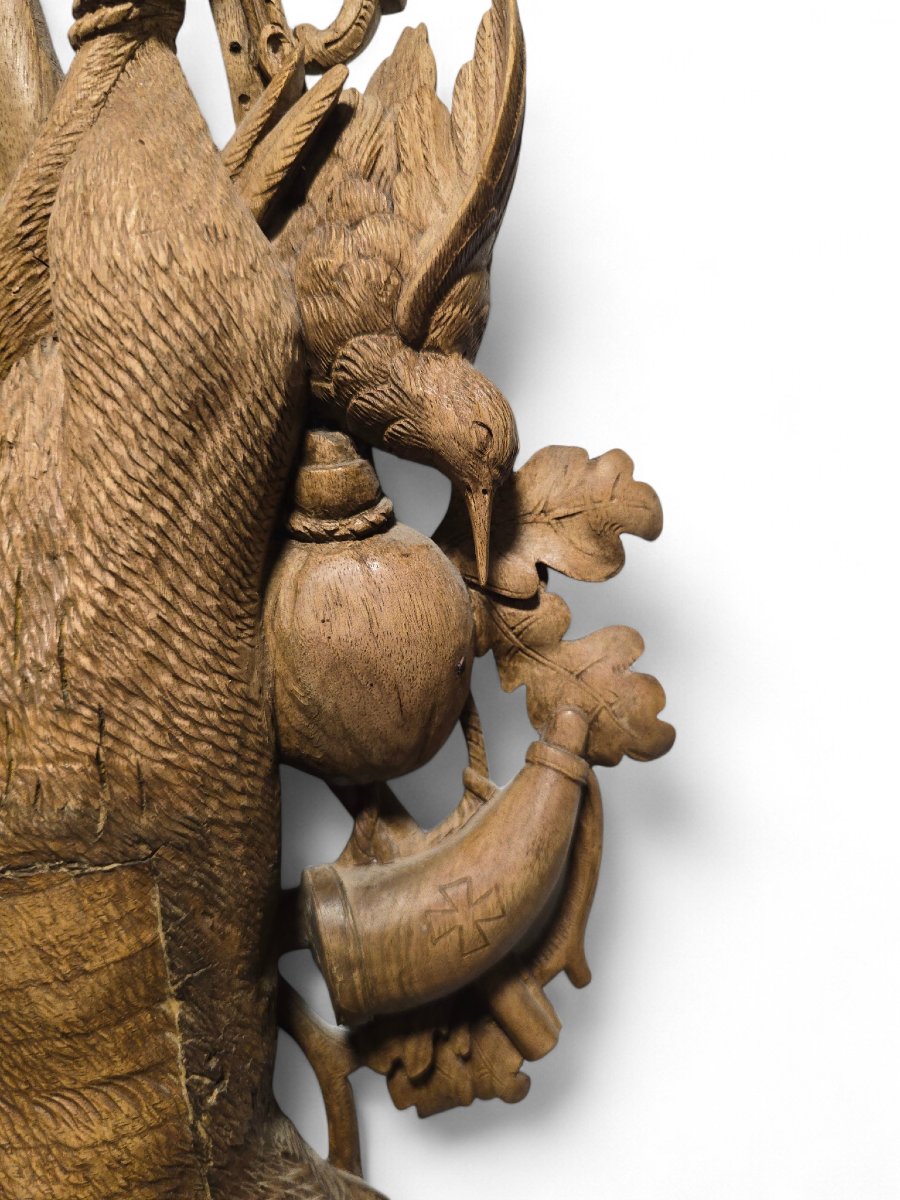 Paire de trophées de chasse sculptés de la Forêt-Noire (XIXe siècle)-photo-3