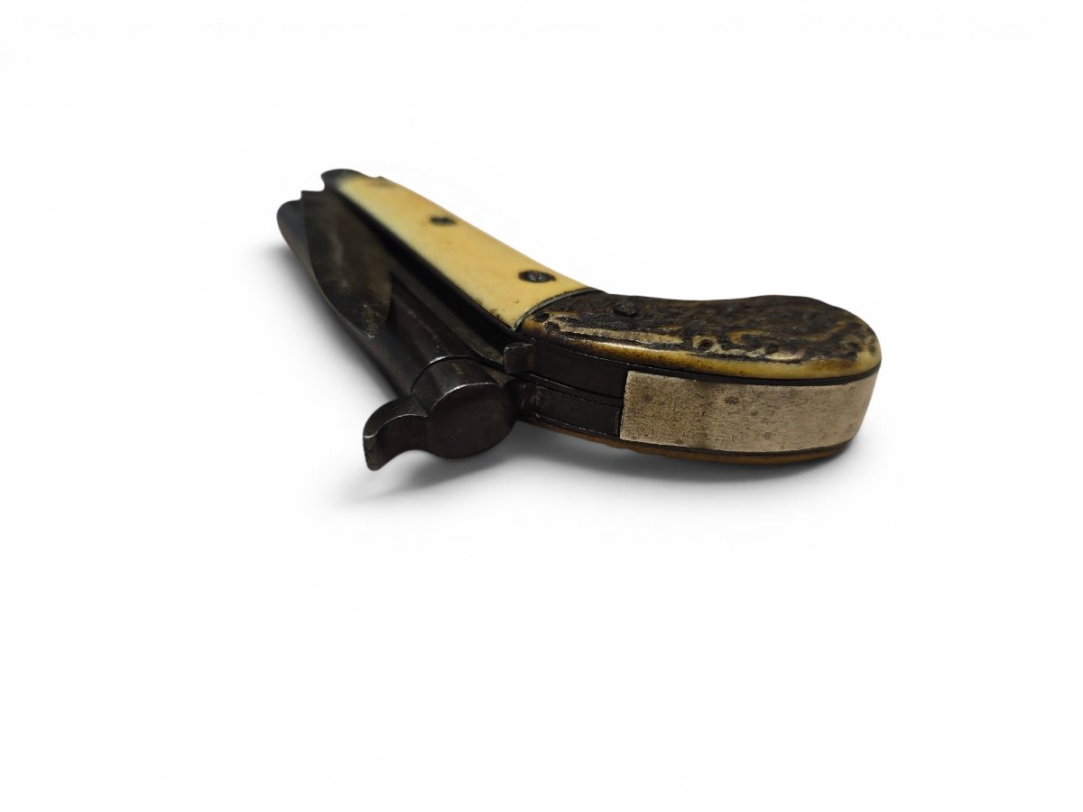 19th Century European Combination Pistol With Folding Knife Mechanism-photo-3