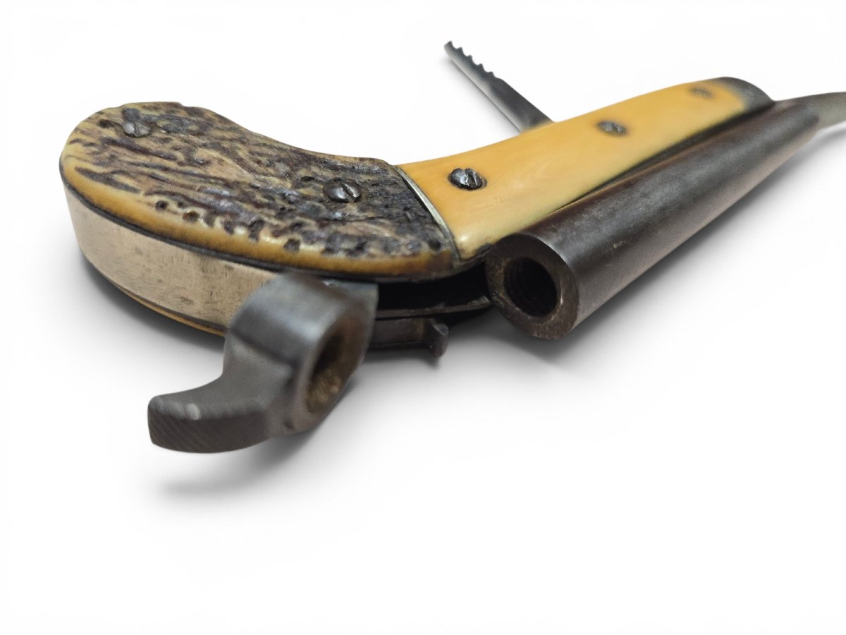 19th Century European Combination Pistol With Folding Knife Mechanism-photo-7