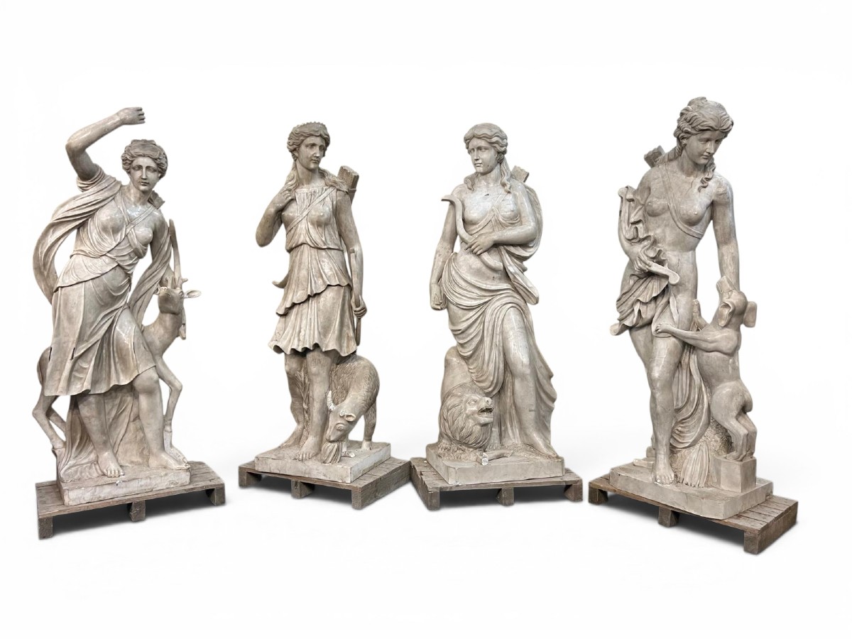Four Seasons Set In White Italian Marble, 1990s