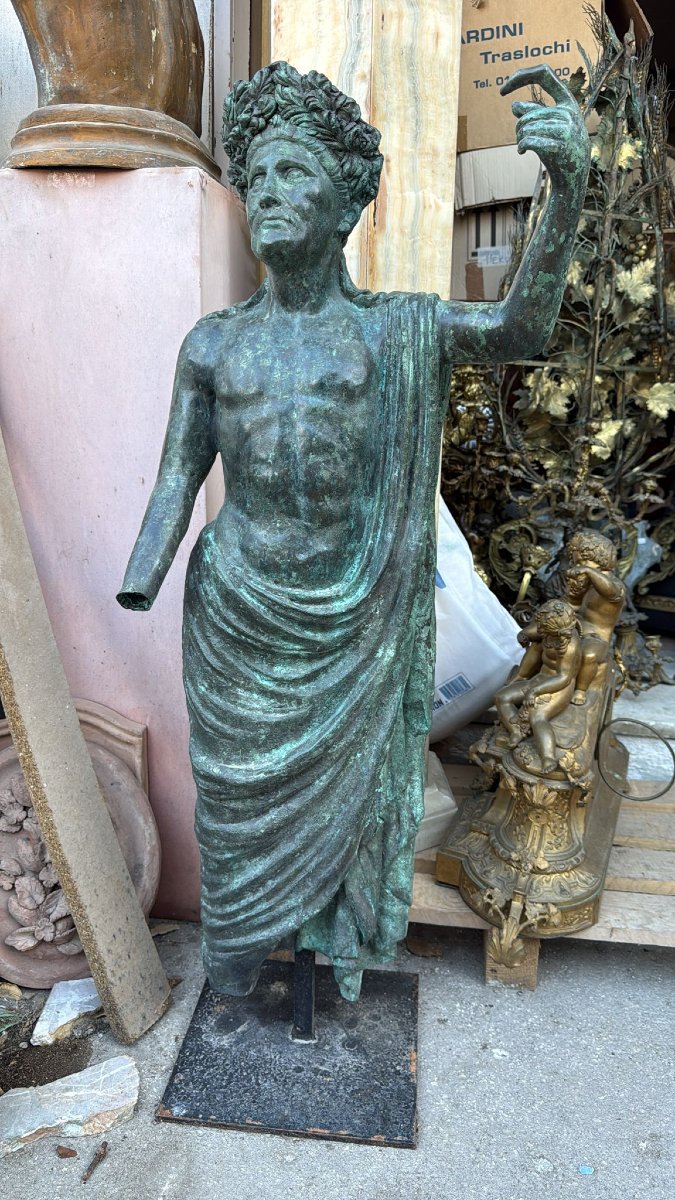Greco-roman Bronze Sculpture Of An Emperor, Italy, 1980s-photo-3