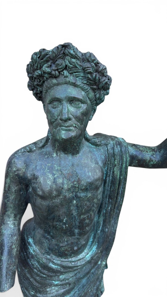 Greco-roman Bronze Sculpture Of An Emperor, Italy, 1980s-photo-4