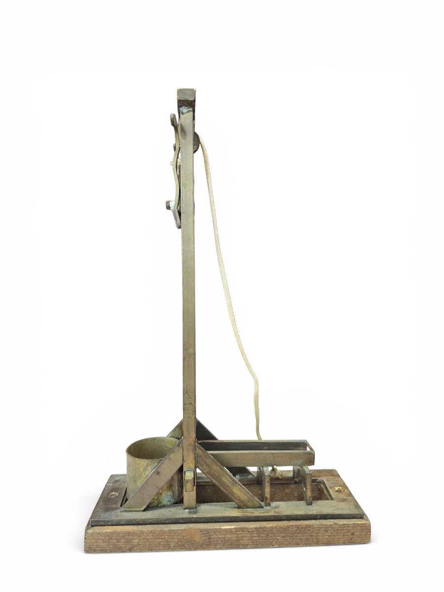 Brass And Wood Guillotine Cigar Cutter, Early 20th Century-photo-2