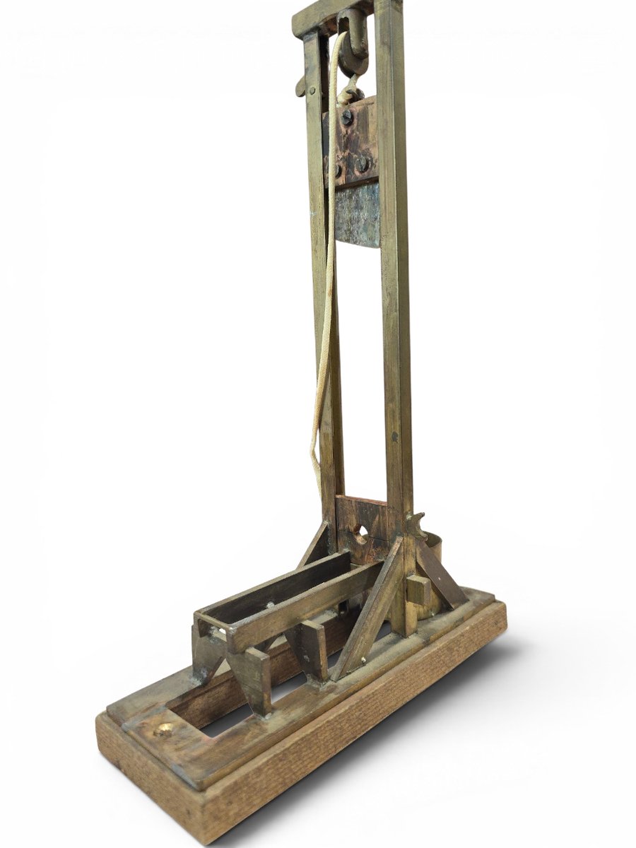 Brass And Wood Guillotine Cigar Cutter, Early 20th Century-photo-3