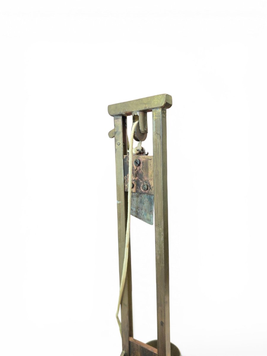 Brass And Wood Guillotine Cigar Cutter, Early 20th Century-photo-4