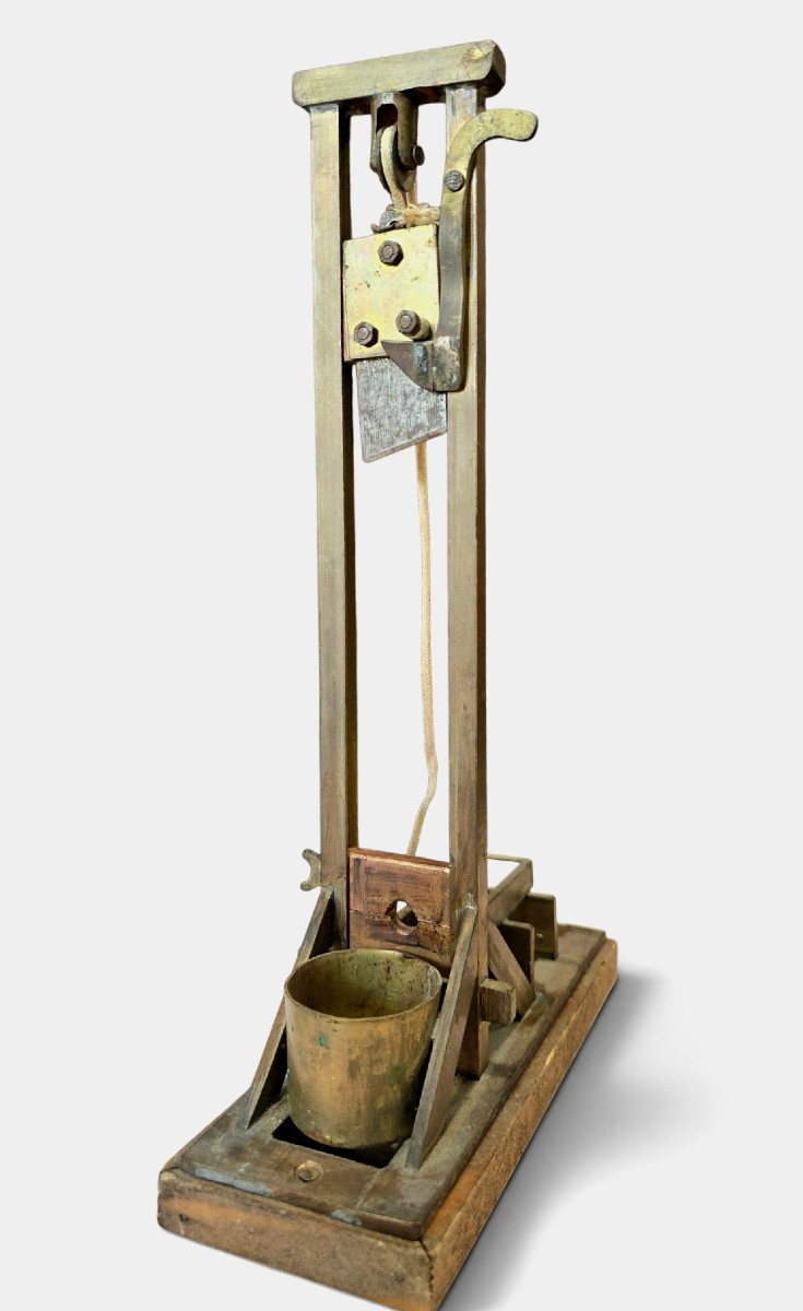Brass And Wood Guillotine Cigar Cutter, Early 20th Century