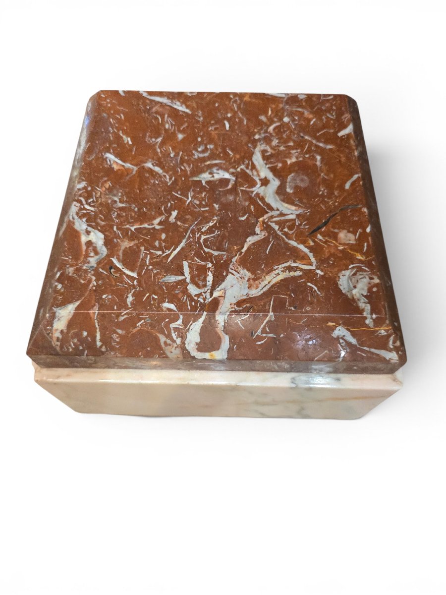 Art Deco Pedestal In Red Marble, Early 20th Century-photo-3