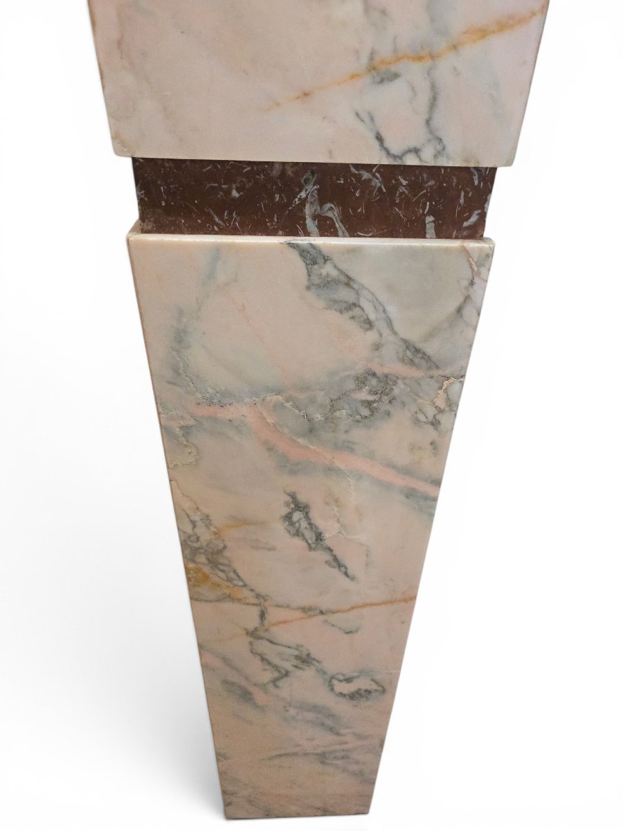 Art Deco Pedestal In Red Marble, Early 20th Century-photo-4