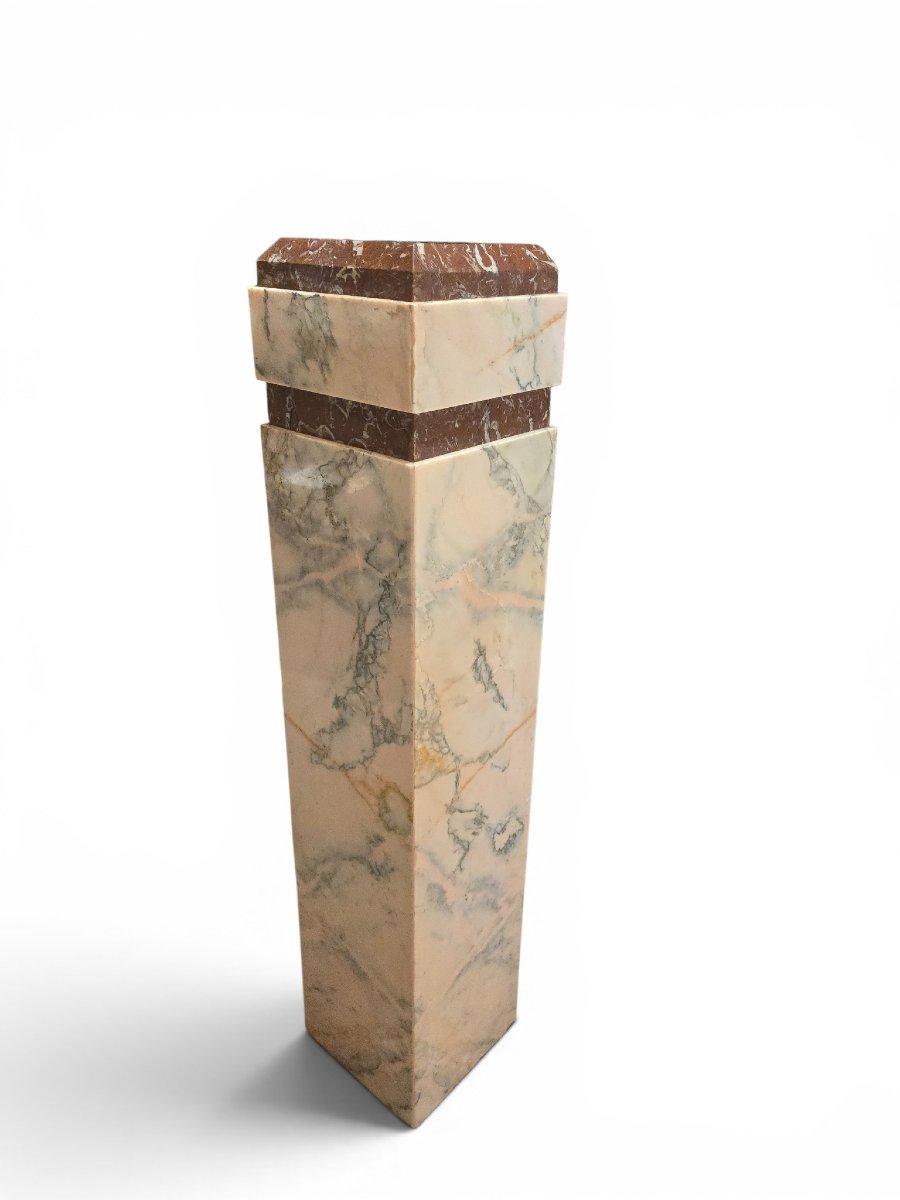 Art Deco Pedestal In Red Marble, Early 20th Century-photo-1