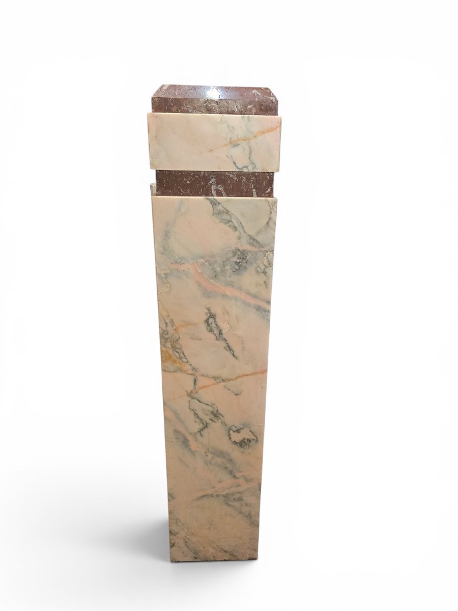Art Deco Pedestal In Red Marble, Early 20th Century-photo-5