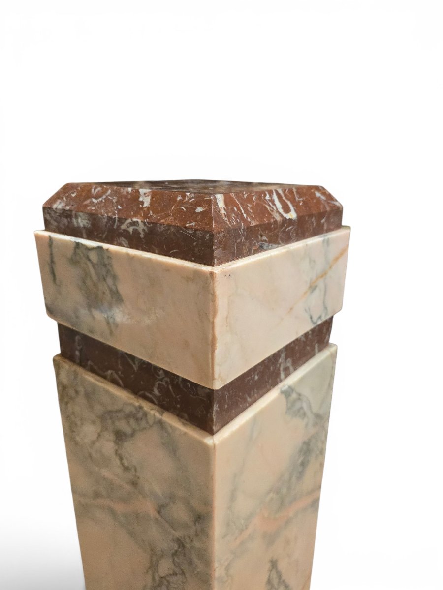 Art Deco Pedestal In Red Marble, Early 20th Century-photo-7