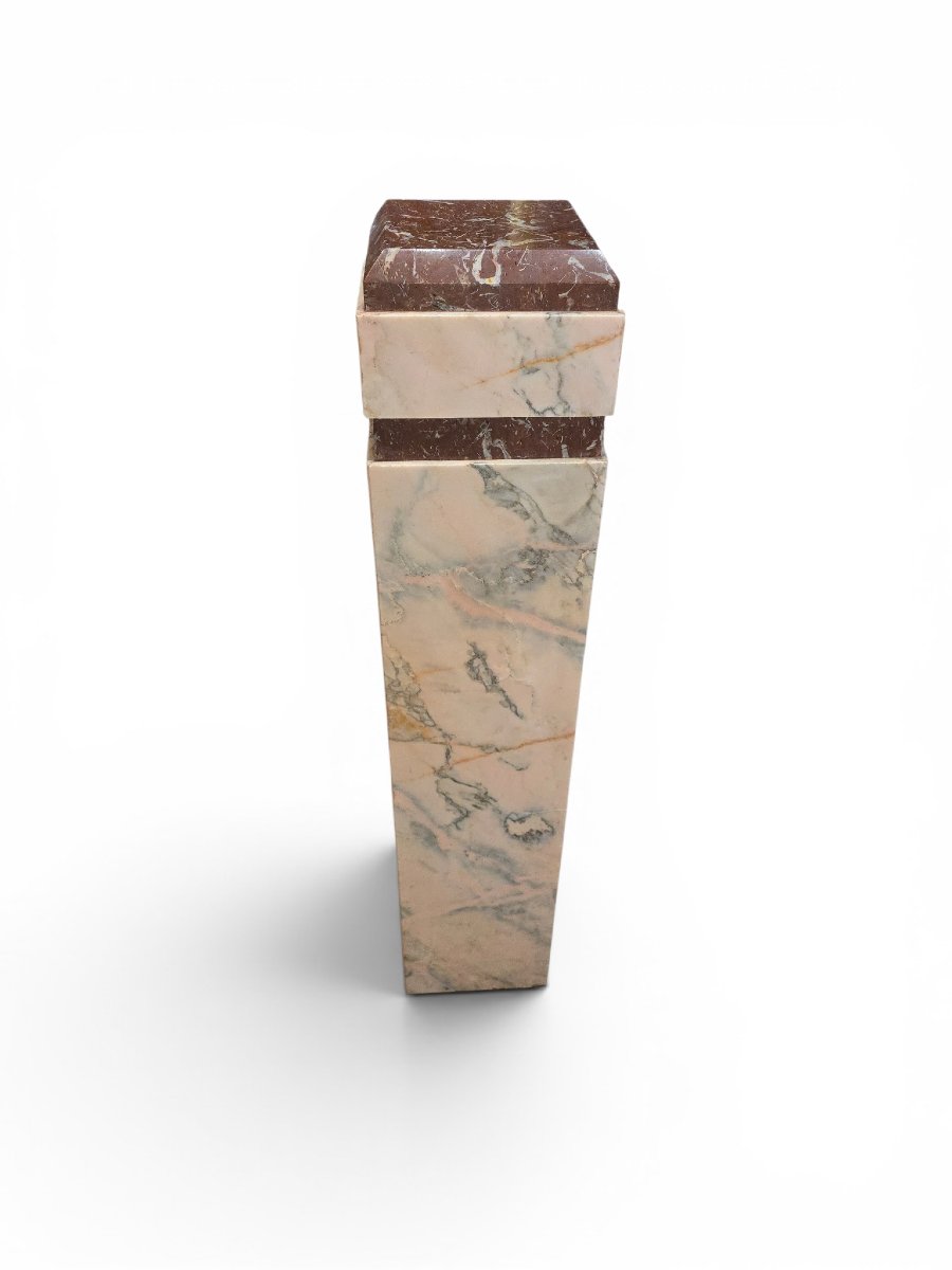 Art Deco Pedestal In Red Marble, Early 20th Century