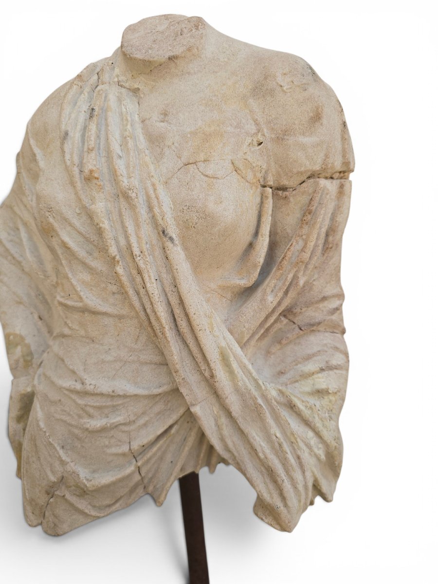 Decorative Greek Bust On An Iron Pedestal, Second Half Of The 20th Century-photo-2
