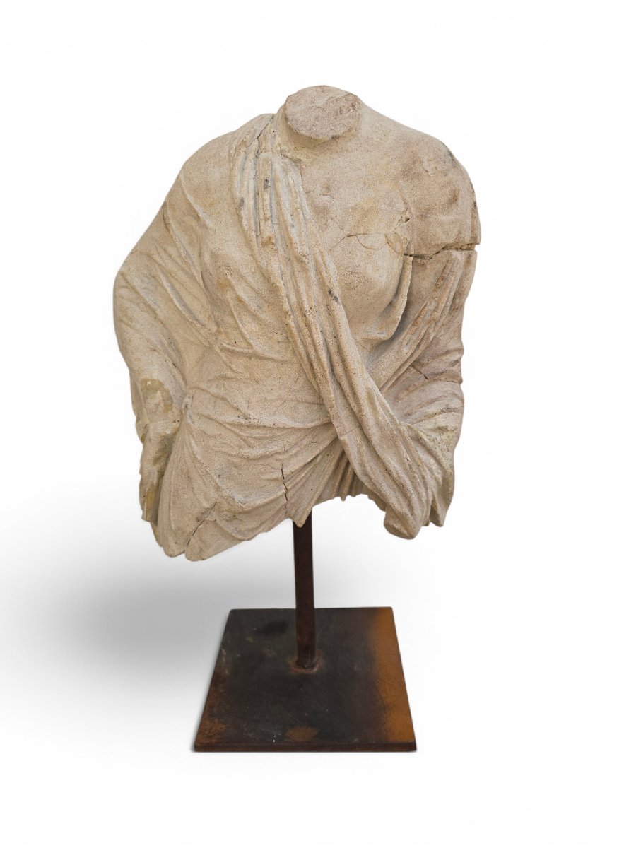 Decorative Greek Bust On An Iron Pedestal, Second Half Of The 20th Century