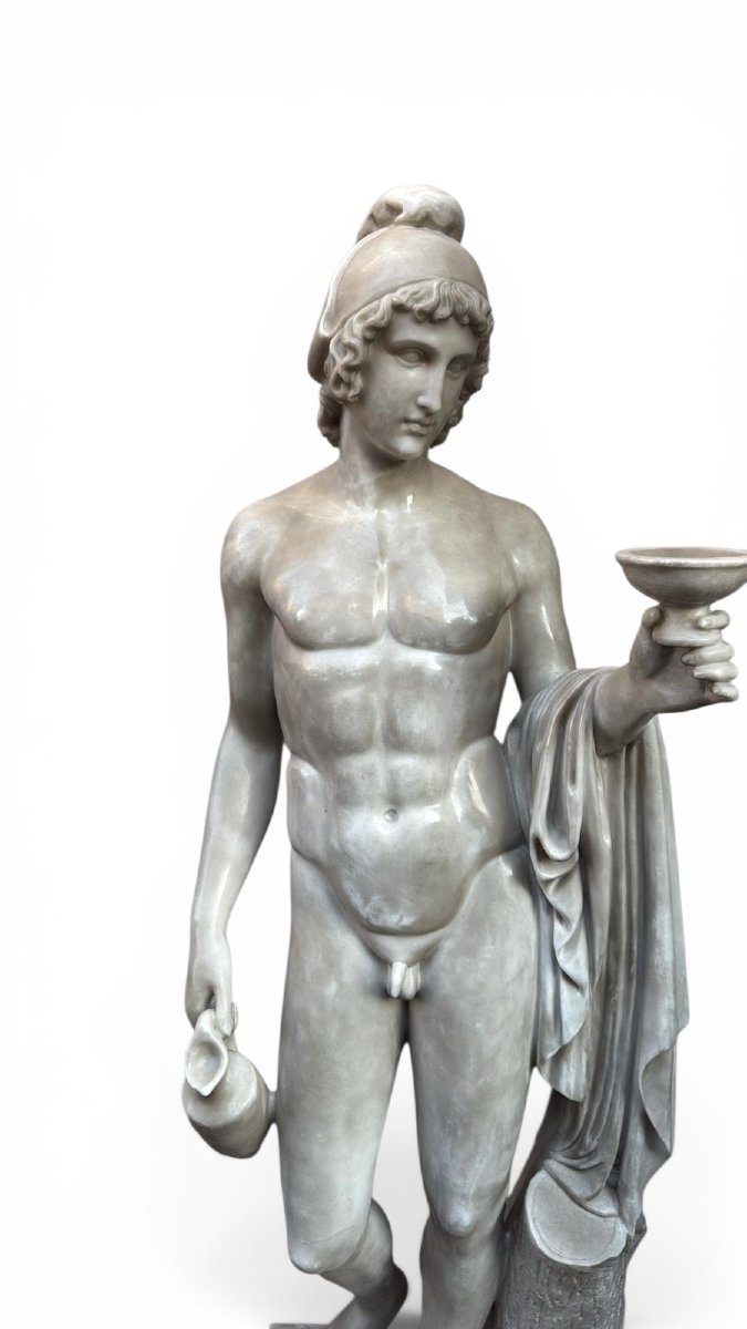 Sculpture Of Ganymede In Italian Marble, 20th Century-photo-2