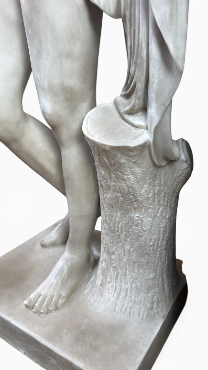 Sculpture Of Ganymede In Italian Marble, 20th Century-photo-1