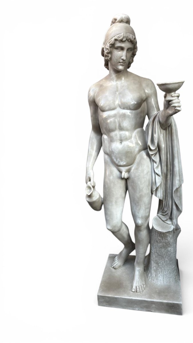 Sculpture Of Ganymede In Italian Marble, 20th Century-photo-2
