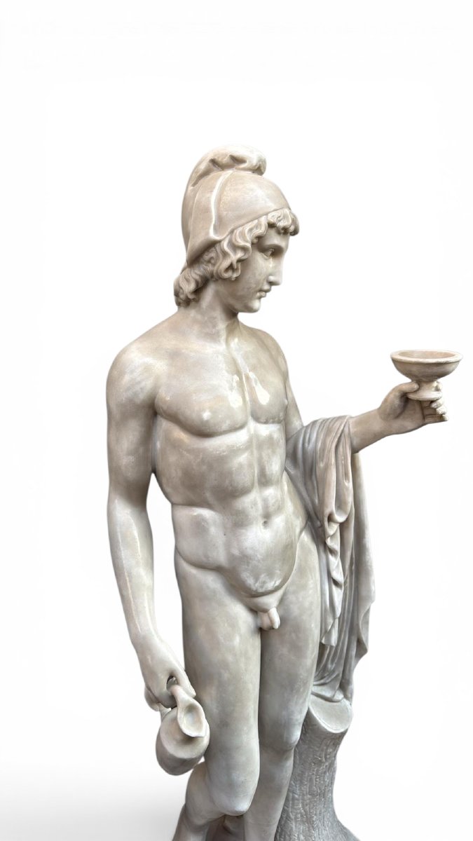 Sculpture Of Ganymede In Italian Marble, 20th Century-photo-8